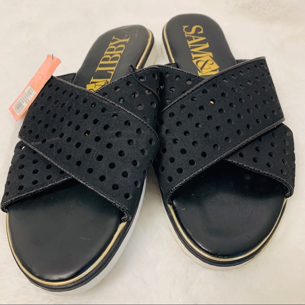 NWT Sam & Libby Black Slip On Slides